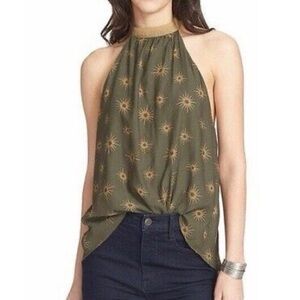 FREE PEOPLE, Through The Night Olive Green Halter Top